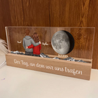 Paar unter dem Mond-Personalisierte LED-Nachtlicht mit Mondphase, Paar und Text