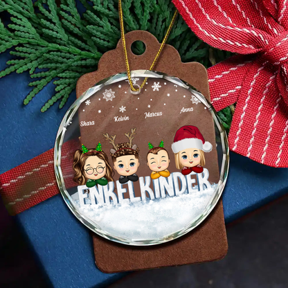 Personalisierter Glasanhänger mit Kinder Christbaumschmuck für Oma, Opa, Papa und Mama