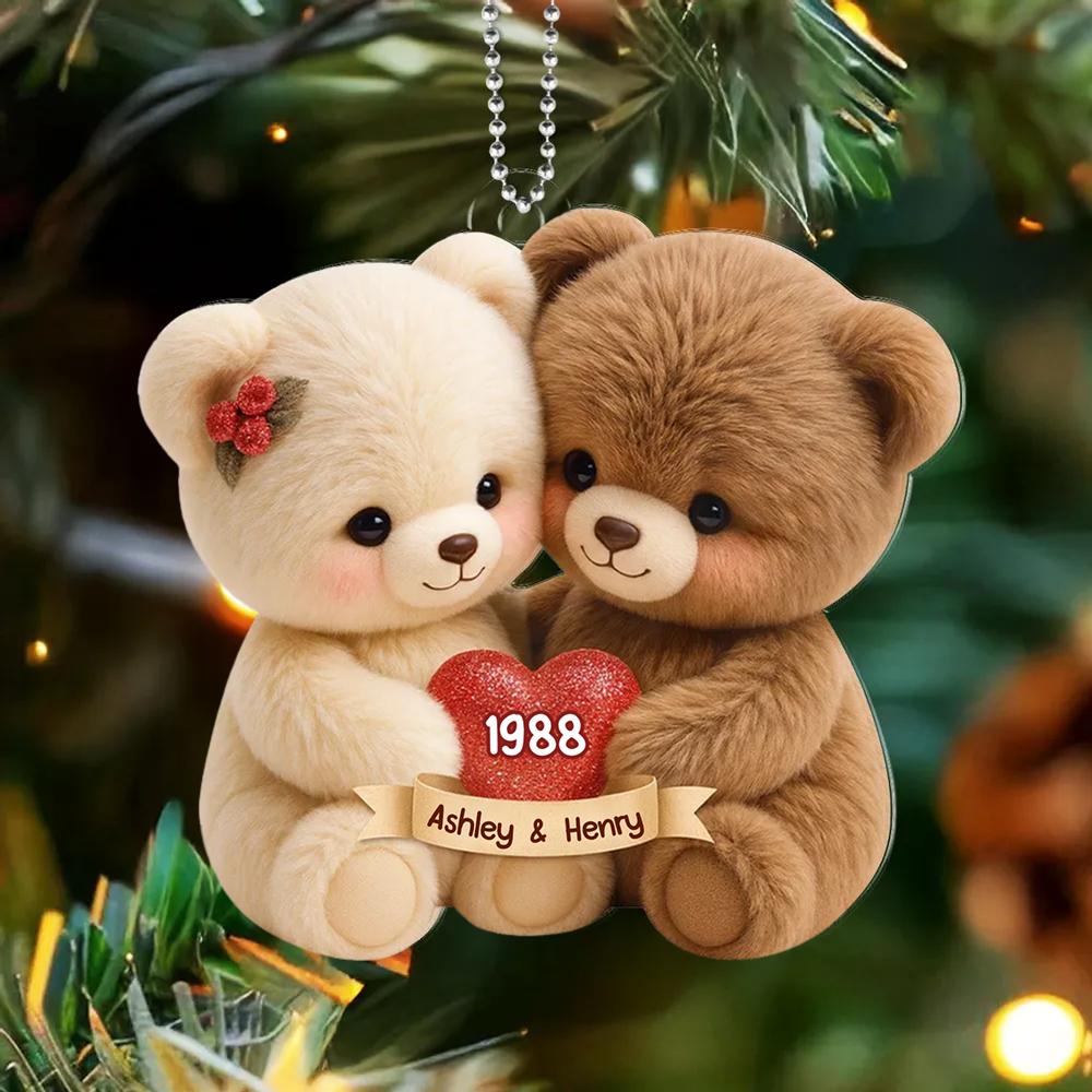 Teddybär-Paar Personalisierter Acrylanhänger mit Namen