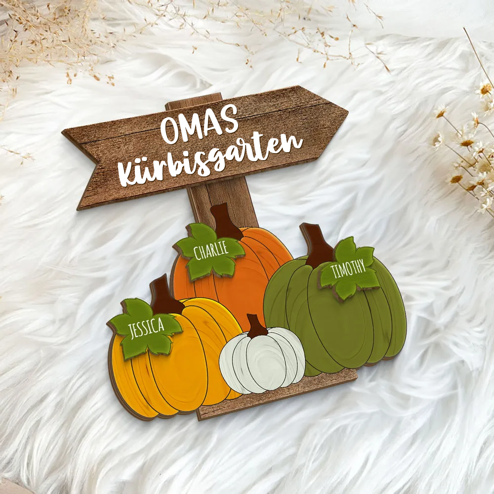 Omas Kürbisgarten Personalisierte Holzplakette mit Namen