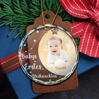 Personalisierter Glas-Weihnachtsanhänger mit Foto - Babys erstes Weihnachten