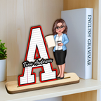 Lehrerin - Personalisierter Holzaufsteller mit Figur und Name