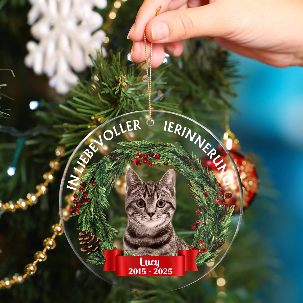 In Liebevoller Erinnerung Personalisierter Acrylanhänger mit Foto Christbaumschmuck zur Trauer