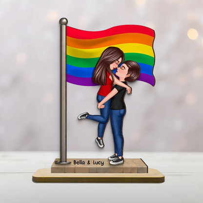 Flaggee-Personalisierte 2-Schicht-Holztafel Geschenk für Paar