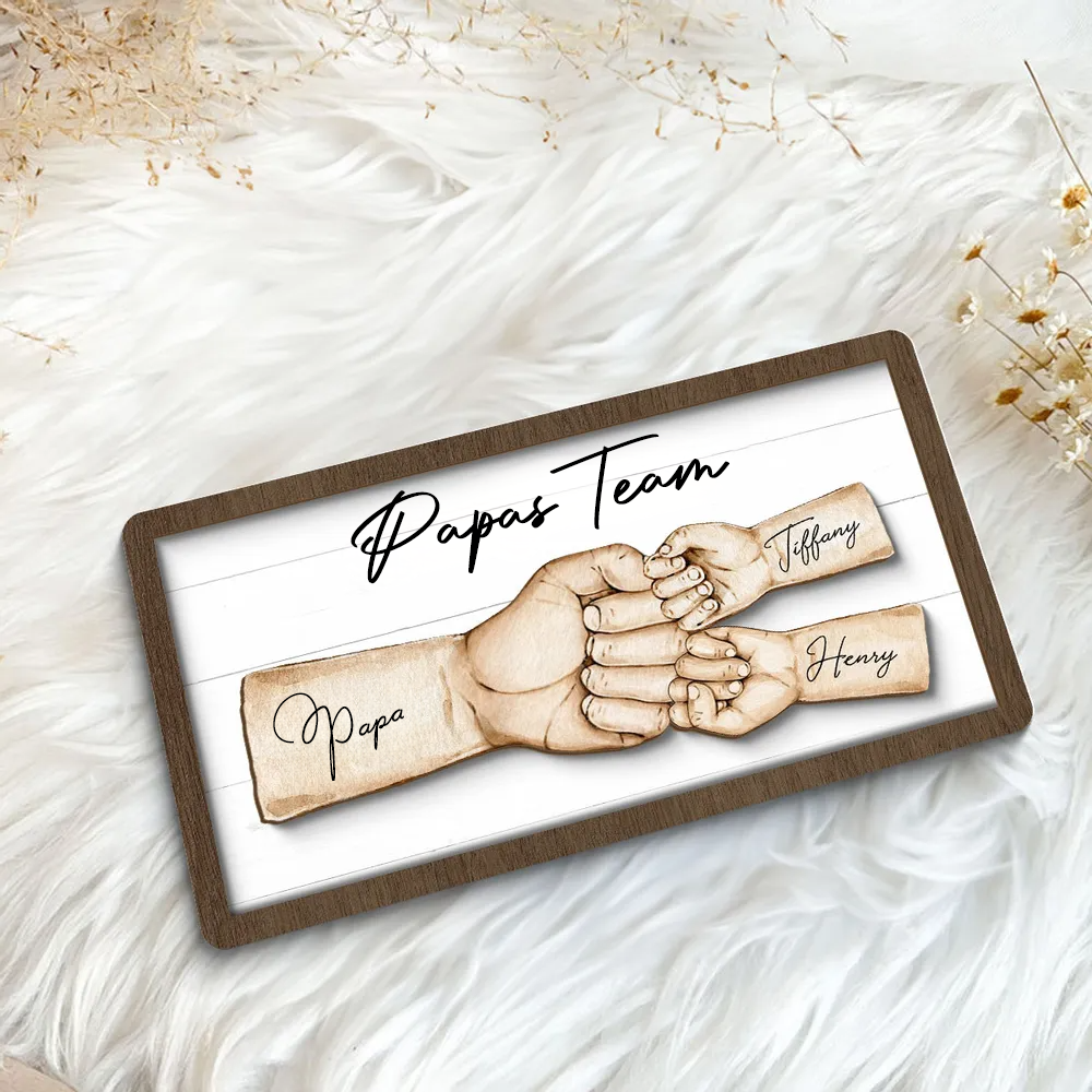 Personalisierte Holzplakette mit Fausstoß Geschenk für Vater