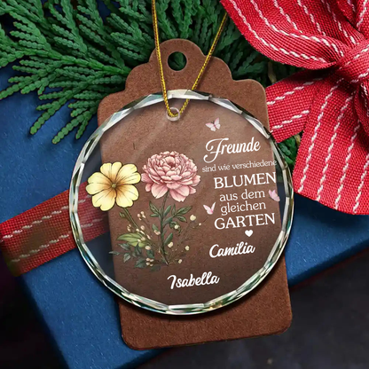 Personalisiertes Glasornament mit Geburtsblumen Christbaumschmuck für Schwester und Freunde