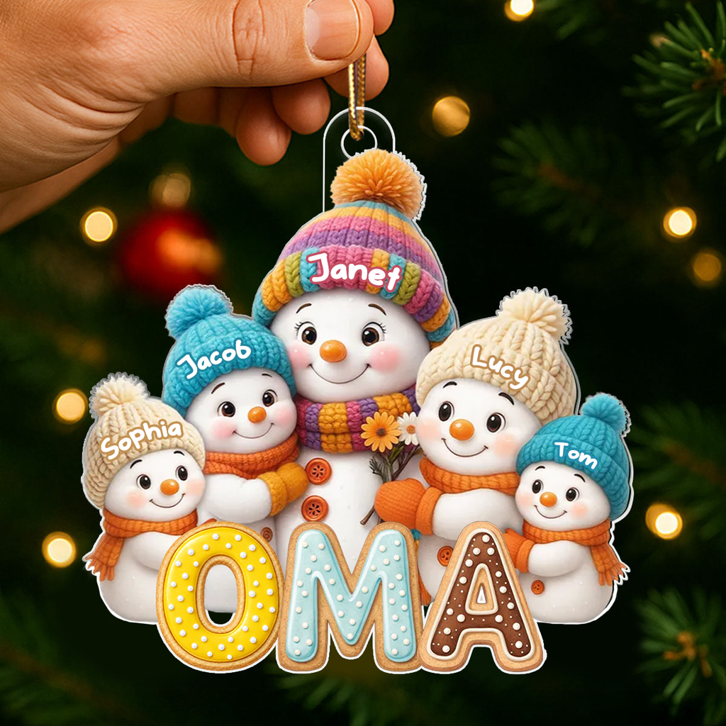 Personalisierter Acryl-Weihnachtsanhänger für Oma – Schneemann-Motiv mit Namen