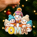 Personalisierter Acryl-Weihnachtsanhänger für Oma – Schneemann-Motiv mit Namen