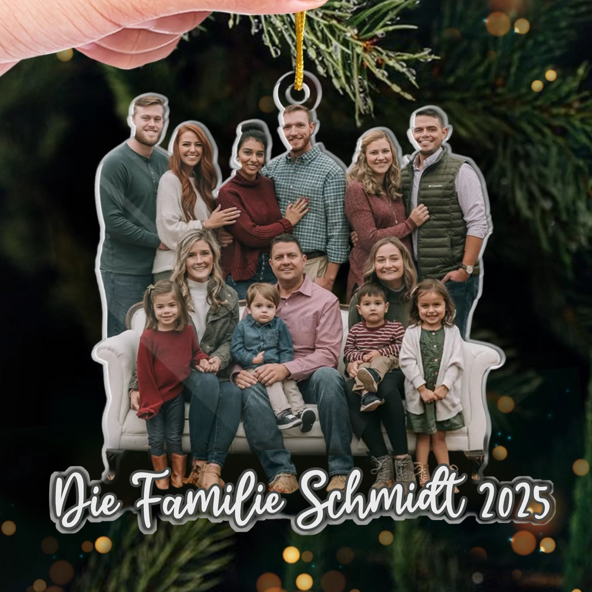 Personalisierter Acrylanhänger mit Foto und Text Christbaumschmuck für Familie