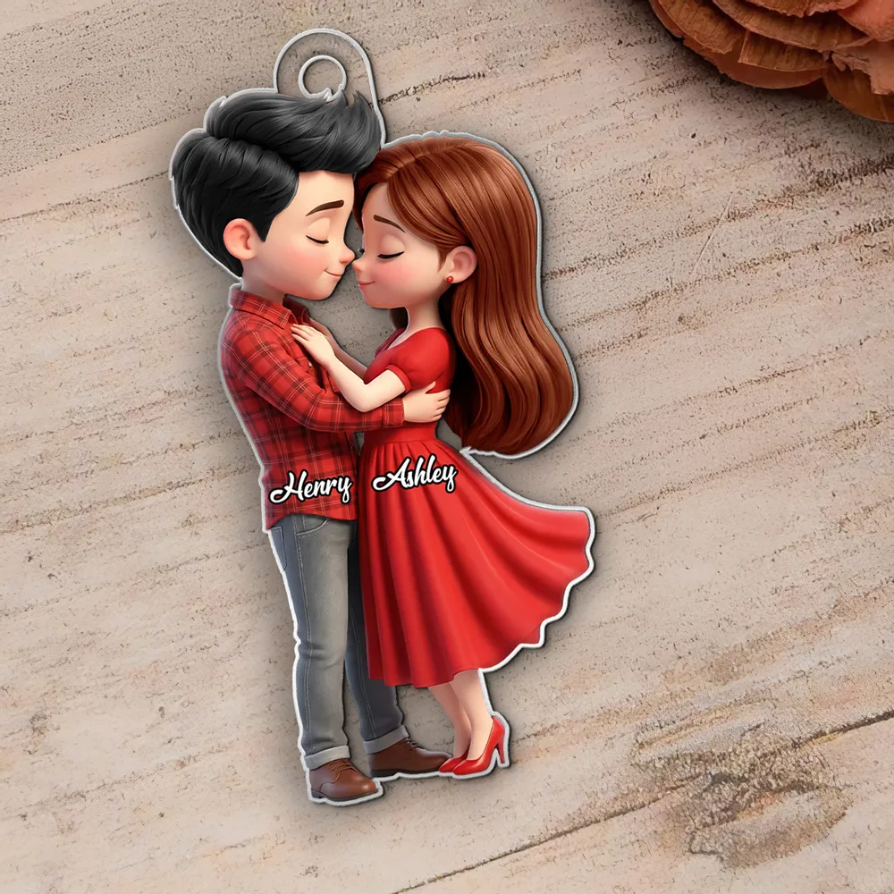 Paar in Rot-Personalisierter Acrylanhänger mit Namen Geschenk für Paar