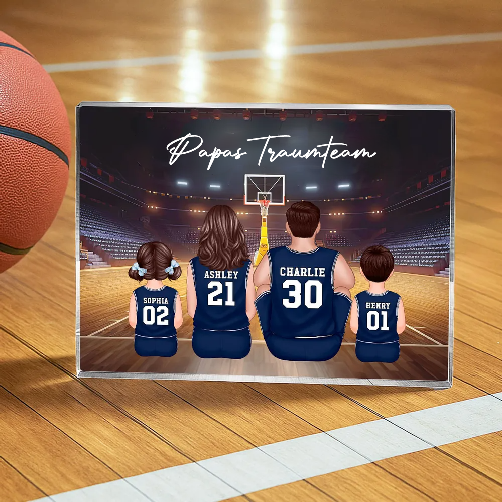 Acrylblock mit Basketballfamilie Geschenk für Papa und Basketballfans