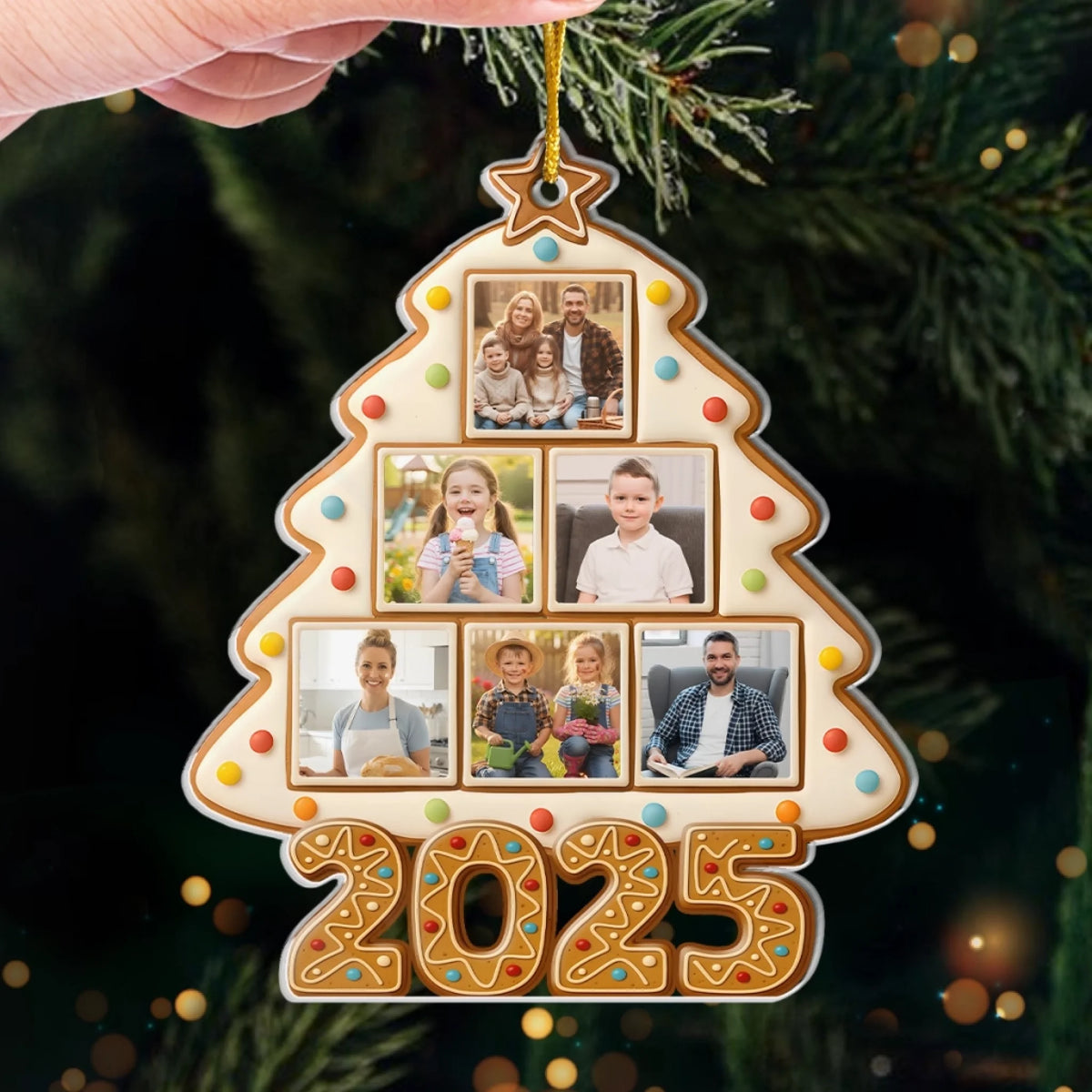 2025-Keks-Foto-Baum Personalisierter Acrylanhänger mit Fotos Geschenk für Familie