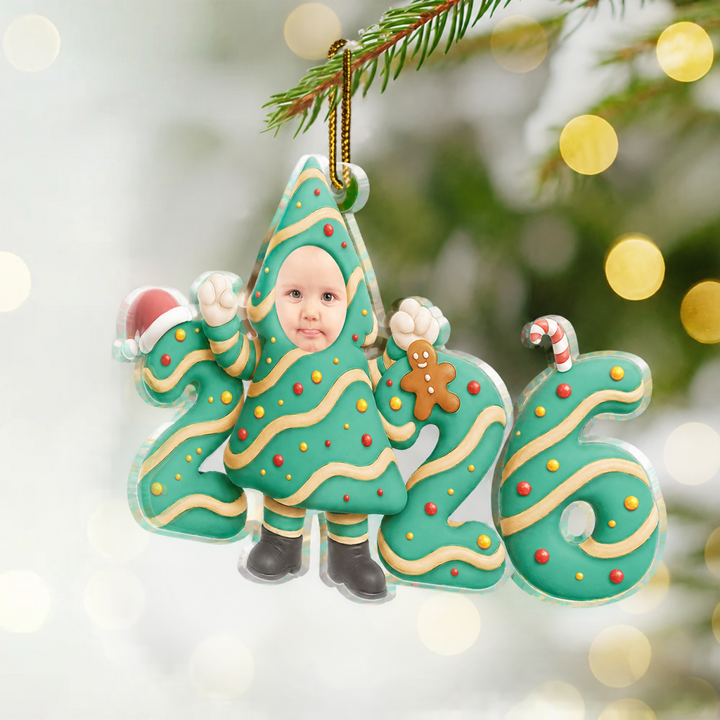2025 Baby Personalisierter Acrylanhänger mit Foto Weihnachtsgeschenk