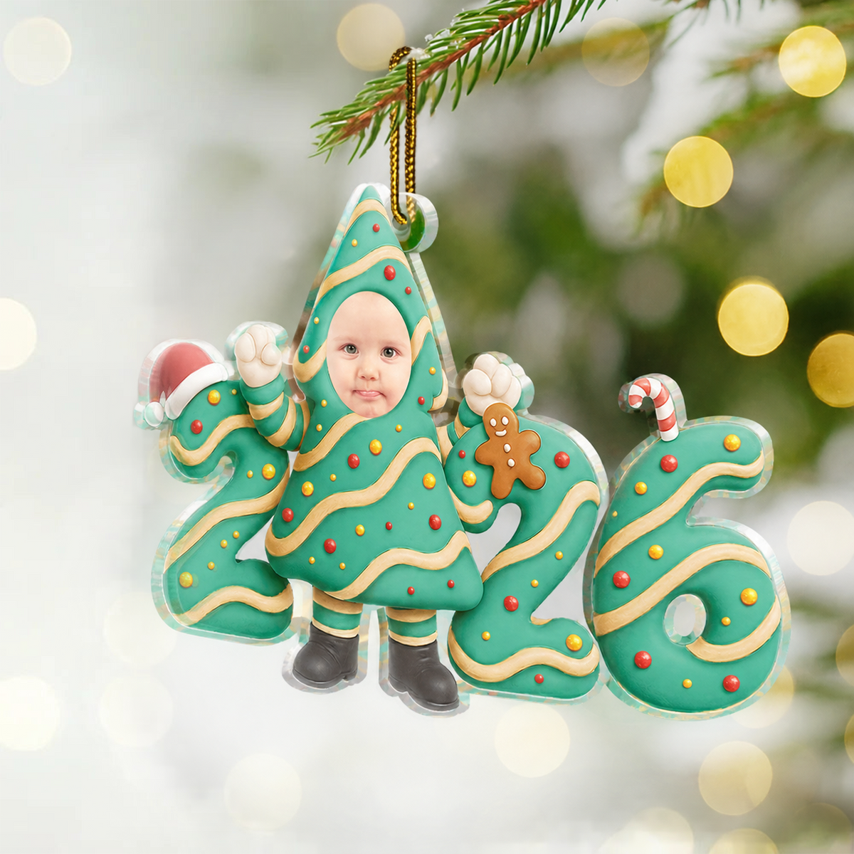2025 Baby Personalisierter Acrylanhänger mit Foto Weihnachtsgeschenk