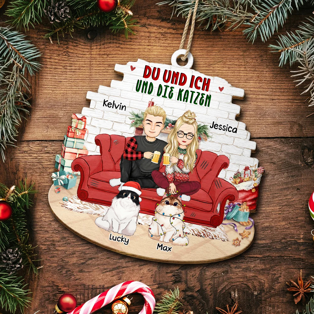 Du und Ich und die Haustiere-Personalisierter Christbaumschmuck für Paare & Tierliebhaber