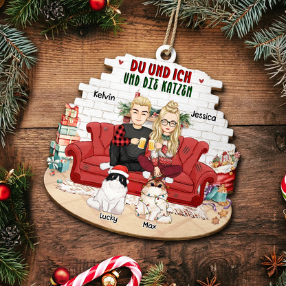 Du und Ich und die Haustiere-Personalisierter Christbaumschmuck für Paare & Tierliebhaber