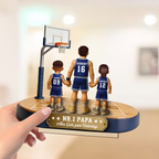 Basketballpapa und Kinder- Personalisierter Holzaufsteller mit Trikots und Text