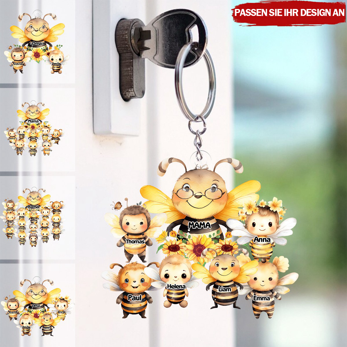 Bienen-Personalisierter Schlüsselanhänger für Oma und Mama