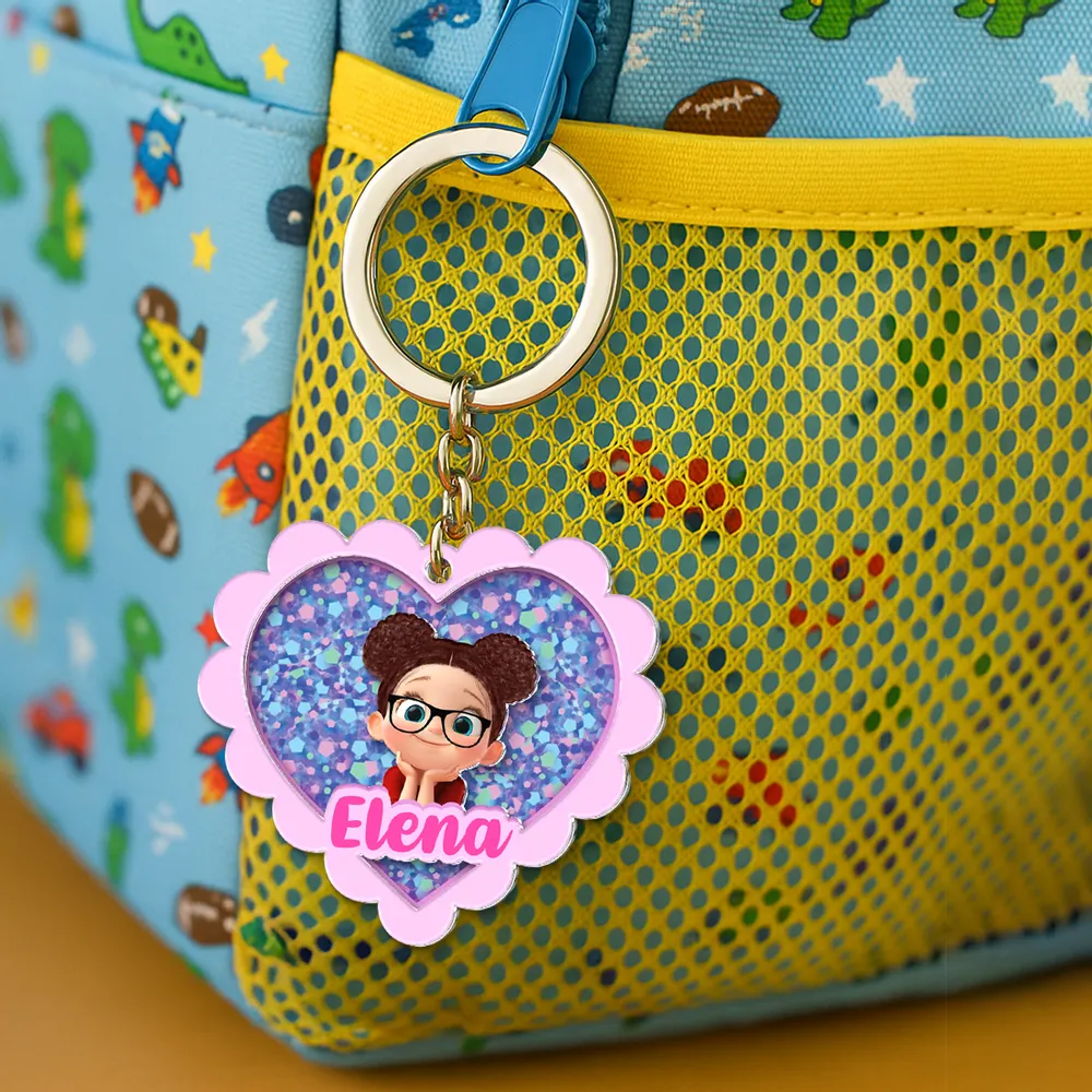 Acryl-Schlüsselanhänger mit Herz Namensschild Geschenk für Kinder