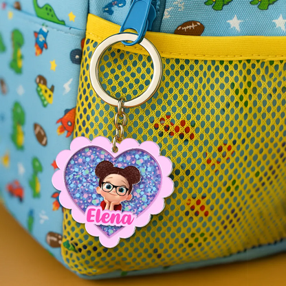 Acryl-Schlüsselanhänger mit Herz Namensschild Geschenk für Kinder