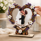 Personalisierter Herz-Holzaufsteller zur Hochzeit mit Namen und Datum