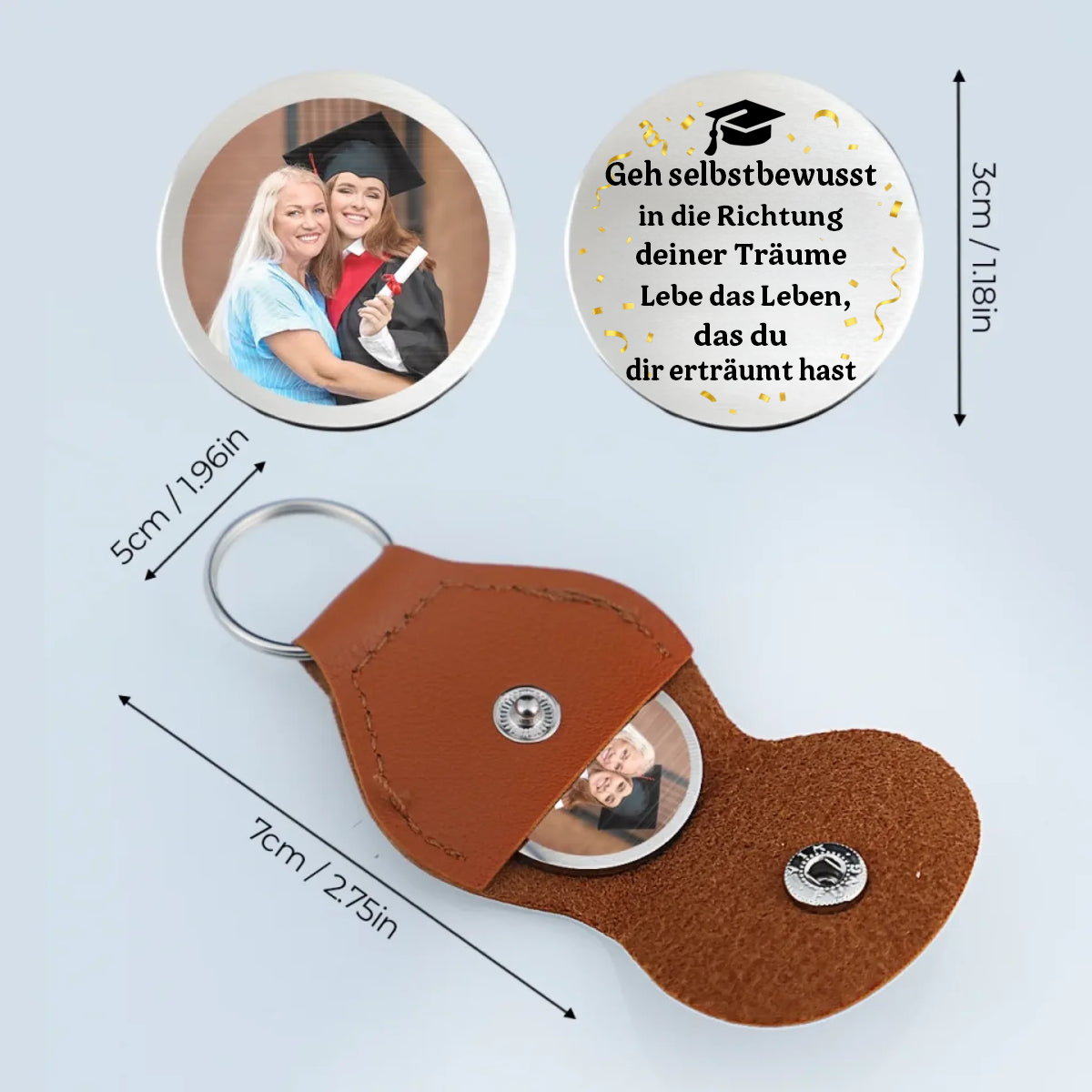 Taschenumarmung mit Foto Abschlussgeschenk