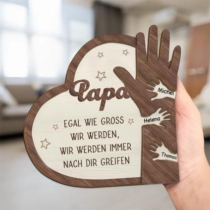 Hand in Hand Personalisierte 2-lagigen Holztafel für Papa