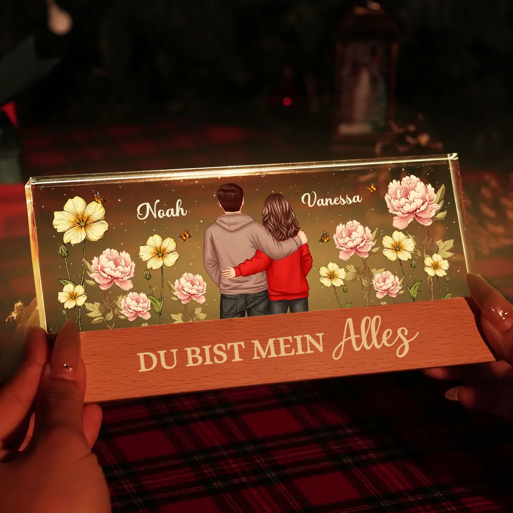 Mann & Frau Personalisiertes LED-Nachtlicht mit Geburtsblumen Geschenk für Paare