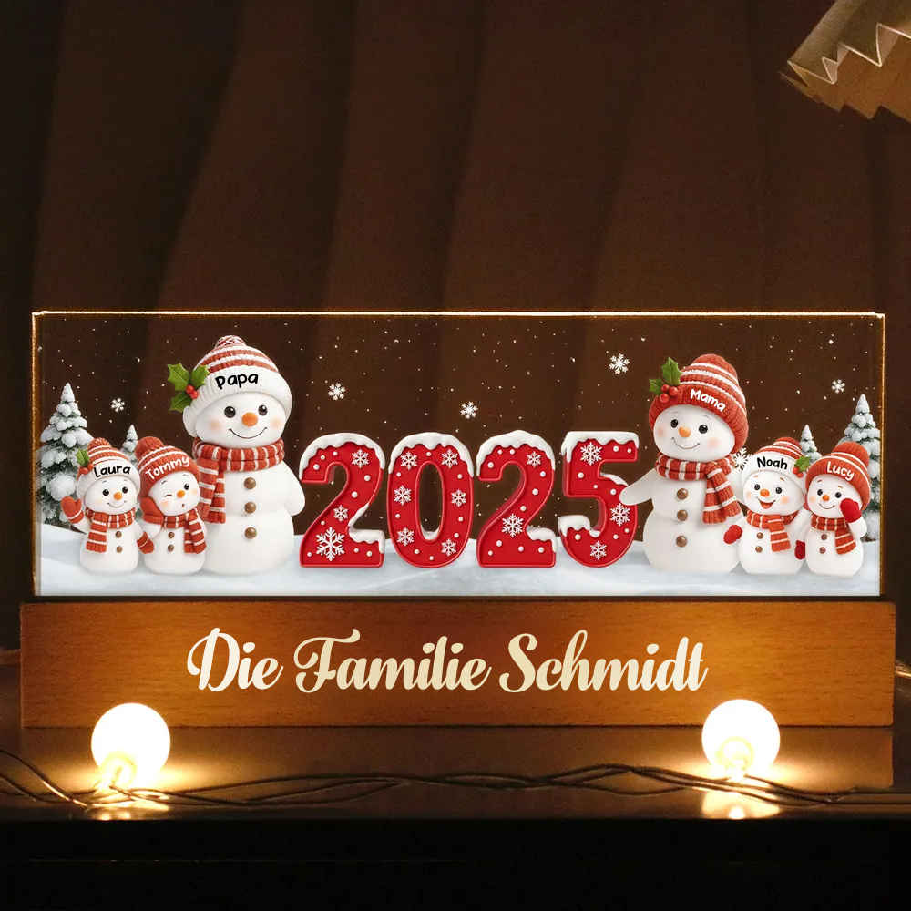 2025 Schneemanfamilie-Personalisiertes LED-Nachtlicht Weihnachtsgeschenk für Familie