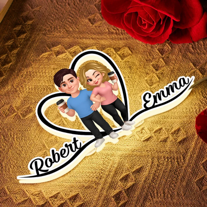 Personalisierte LED-Lichtbox mit Paar und Namen Geschenk für Paar