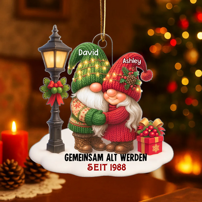 Gemeinsam alt werden-Personlisierter Acrylanhänger mit Zwergenpaar Christbaumschmuck für Paar