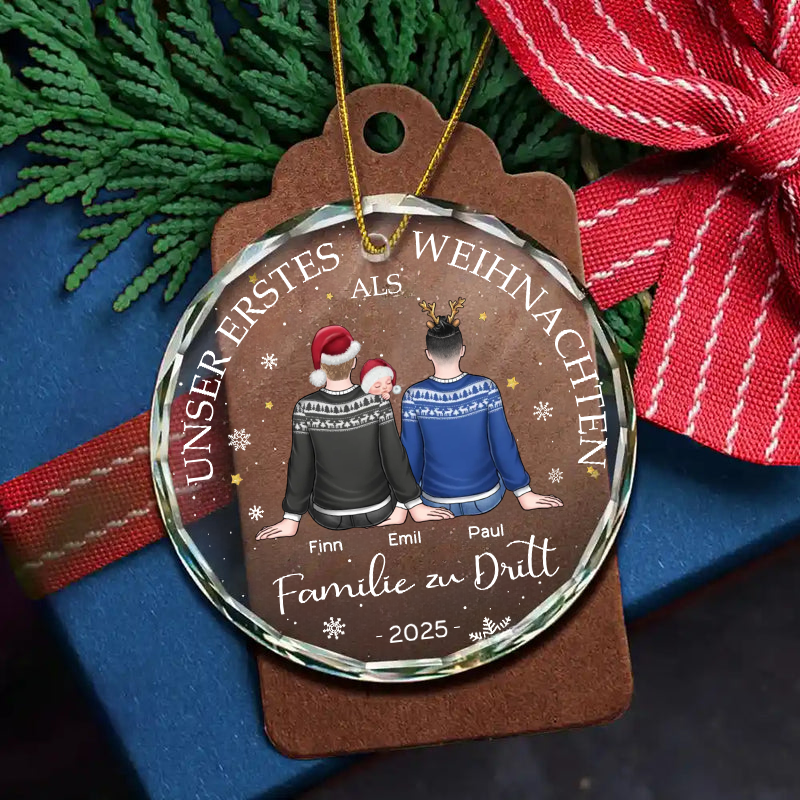 Unser Erstes Weihnachten als Familie zu...Personalisierter Christbaumschmuck mit 2 Frauen/Männer und Baby