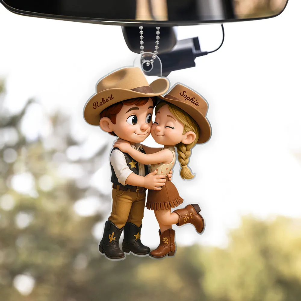 Cowboy Couple-Personalisierter Acrylanhänger mit Namen Geschenk für Paar