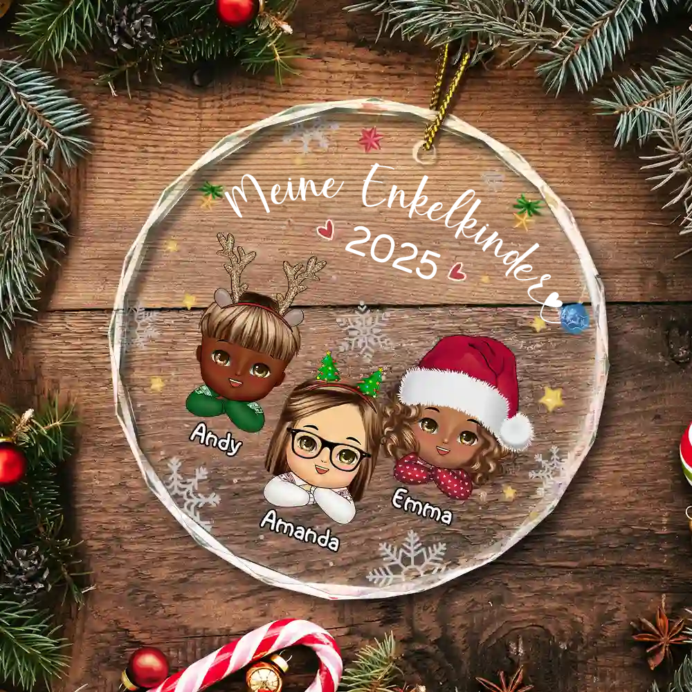 Enkelkinder - Personalisierter Glasanhänger Christbaumschmuk für Opa und Oma
