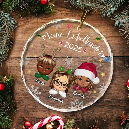 Enkelkinder - Personalisierter Glasanhänger Christbaumschmuk für Opa und Oma