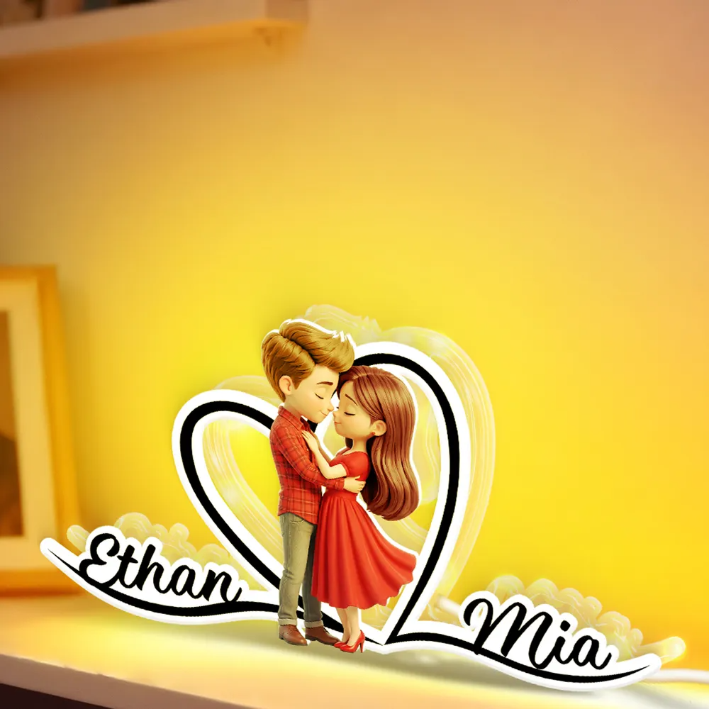 Paar in Rot Personalisieirte LED-Lichtbox mit Namen