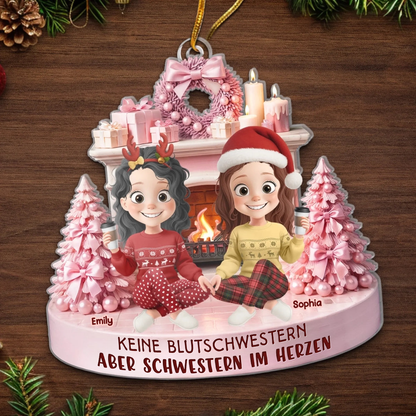 Beste Freundinnen am Kamin Personalisierter Acrylanhänger mit 2-5 Frauen Chrisbaumschmuck für Freunde
