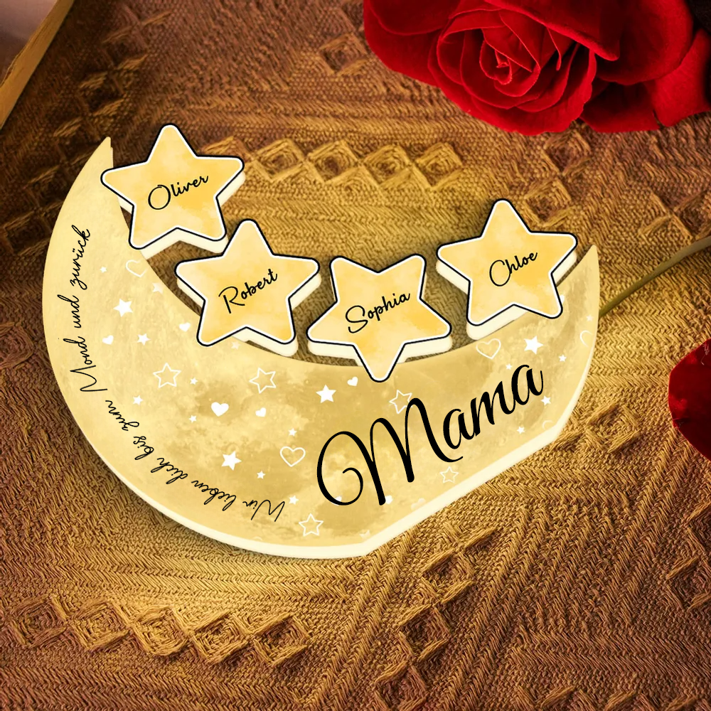 Personalisierte Mond-Lichtbox mit Namen Geschenk für Mama und Oma