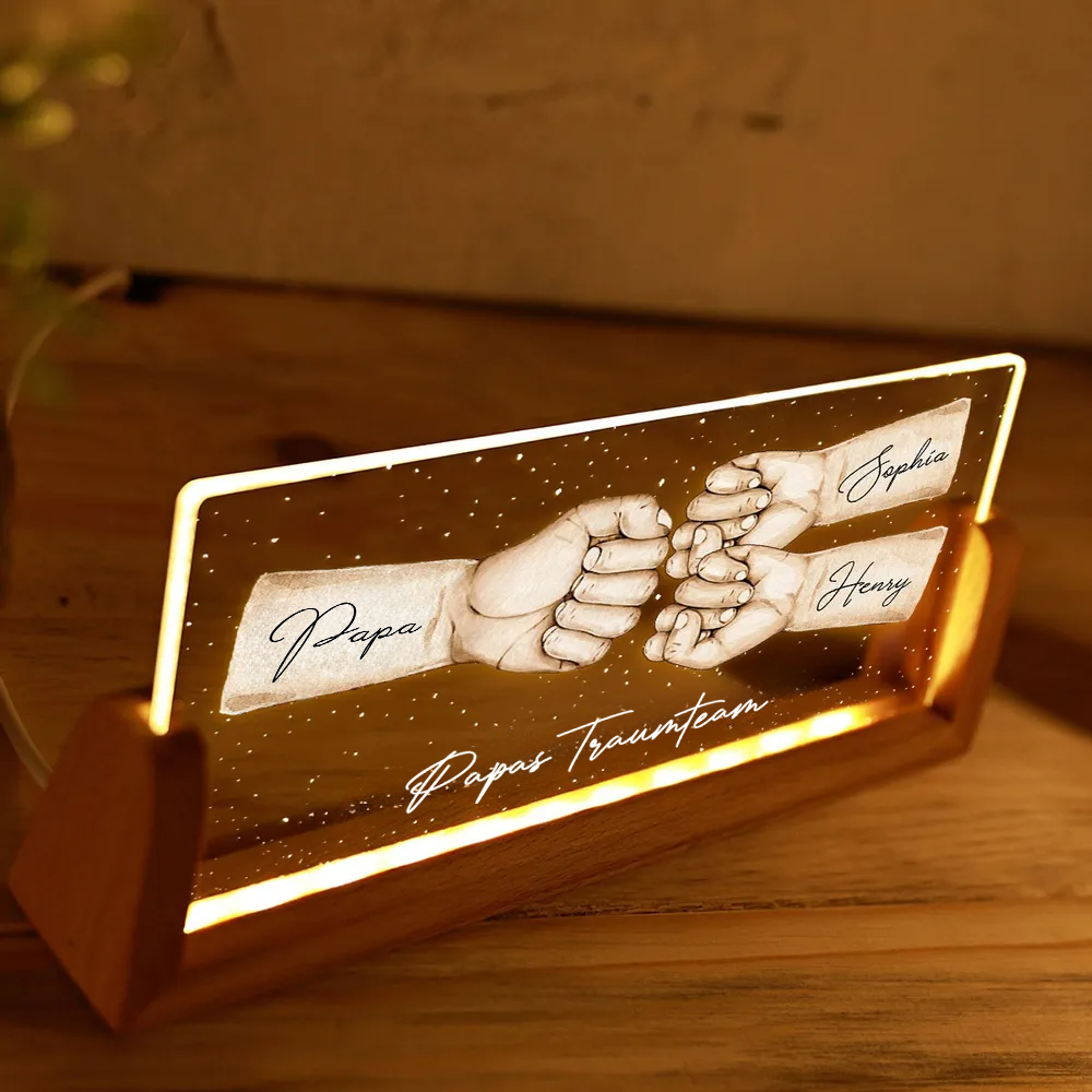 Fauststoß für Papa Personalisierte LED Nachtlicht mit U-Sockel