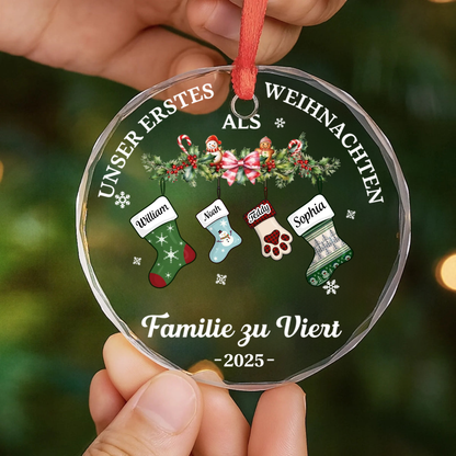 Erstes Weihnachten als Familie zu... Peronalisierter Glasanhänger Christbaumschmuck