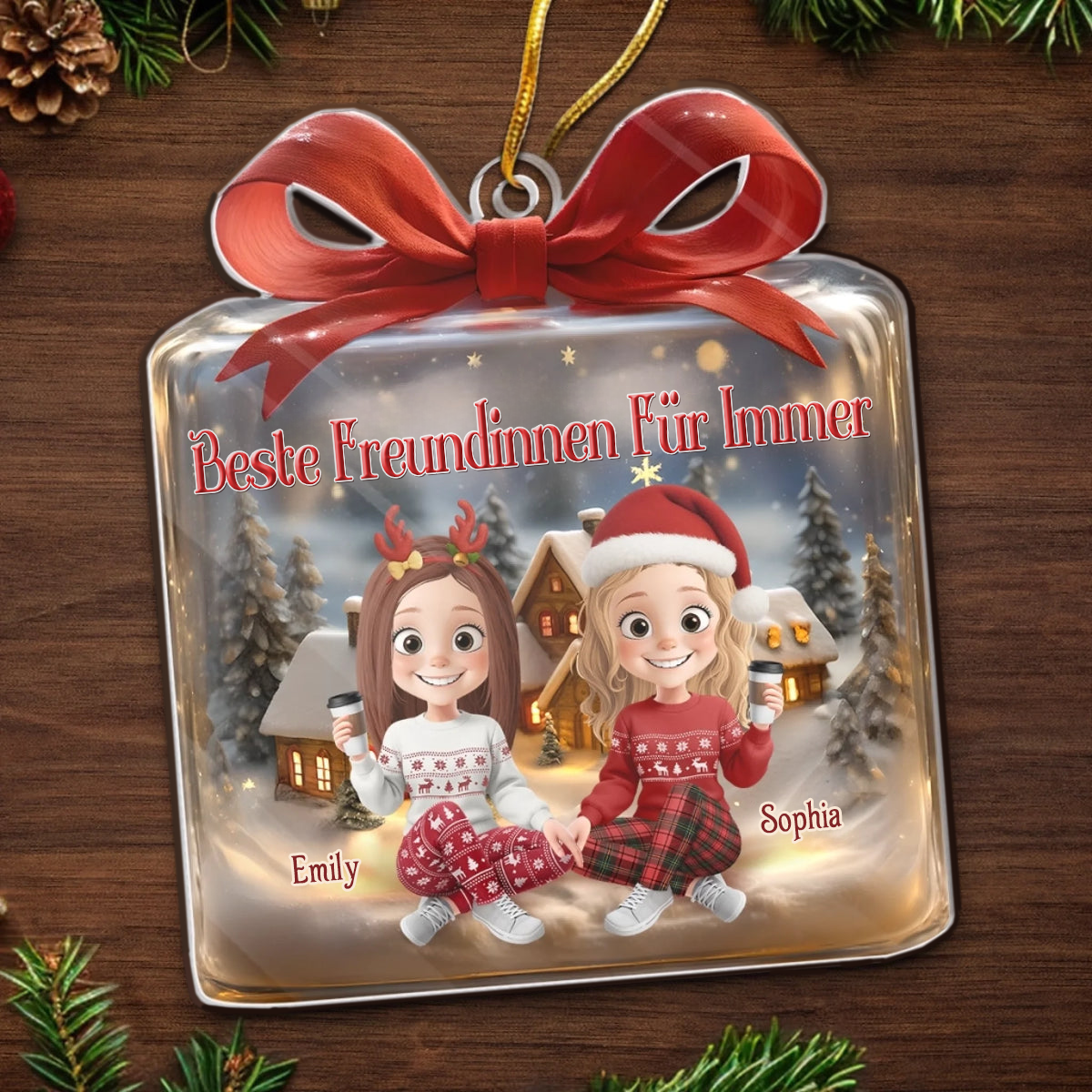 Personalisierter Weihnachtsanhänger aus Acryl Geschenk für beste Freundin und Schwester