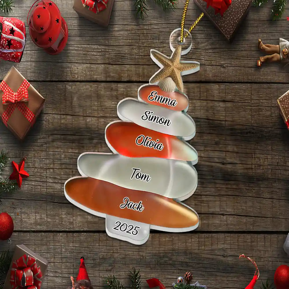 Acrylanhänger mit Meerglasmotiv Personalisiertes Christbaumschmuck mit 2-15 Namen