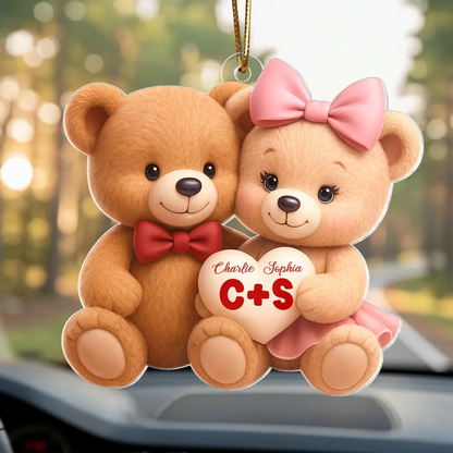 Bärenpaar mit Namen Personalisierter Acrylanhänger für Paar