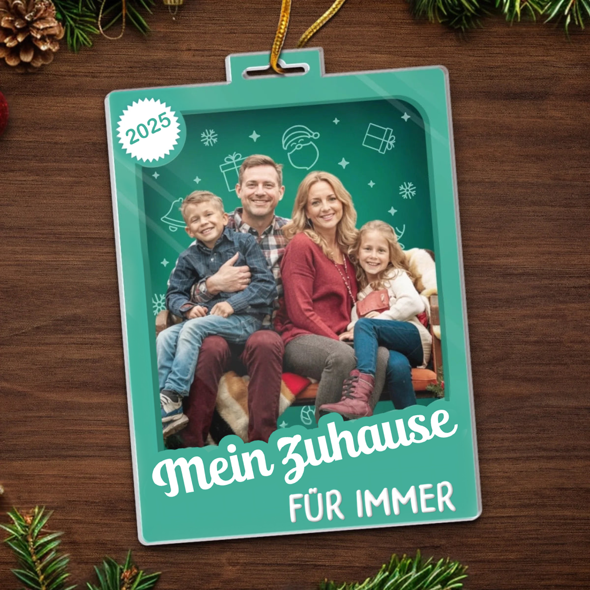 Personalisierter Acrylanhänger mit Foto und Text Christbaumschmuck für Familie