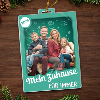 Personalisierter Acrylanhänger mit Foto und Text Christbaumschmuck für Familie