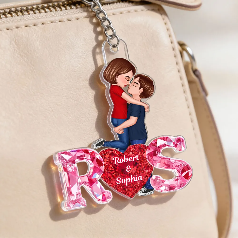 Acryl-Schlüsselanhänger mit Herz und Initialen Geschenk für Paar/LGBT-Paar