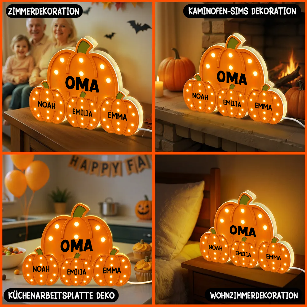 „Omas kleine Kürbisse“ – Personalisierte LED-Lichtbox Geschenk für Oma