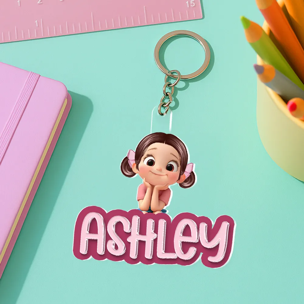 Personalisierter Acryl-Schlüsselanhänger mit Kind und Name Geschenk für Kinder und Mutter