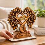 Personalisierter Holzaufsteller zum Jahrestag – Baum- & Ringmotiv mit Namen