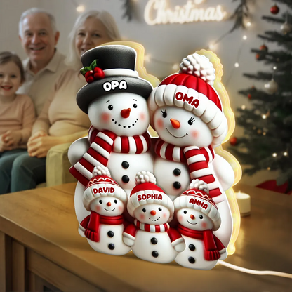 Personalisierte Schneemann-Lichtbox für Eltern, Oma, Opa und Kinder